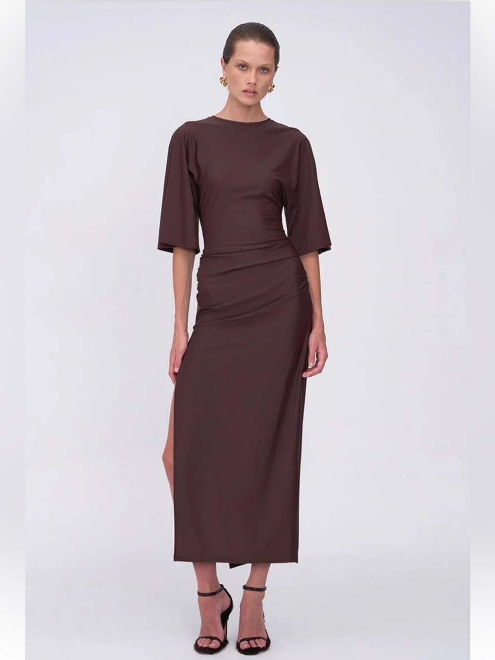 Suboo Ivy Cape Sleeve Midi Dress - Chocolate
